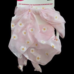 Pink Daisy Pet Bandana and Scrunchie Set